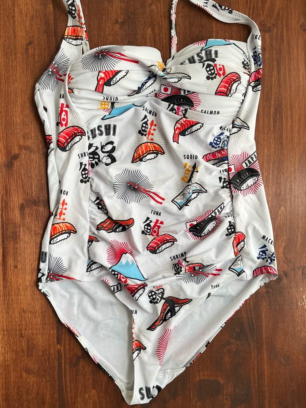 White Sushi-Print One-Piece Swimsuit